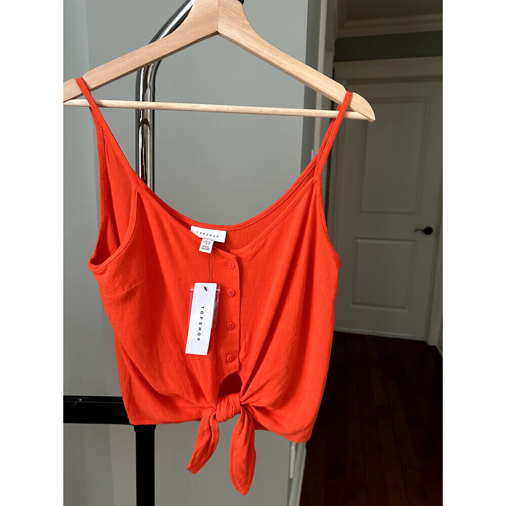 TOPSHOP Women's Tie Front sleeveless Camisole Size 6 US in orange